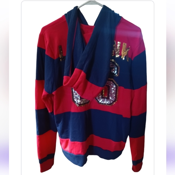 PINK VS Sequin Bling Rugby Perfect Full Zip Hoodie - Picture 4 of 12